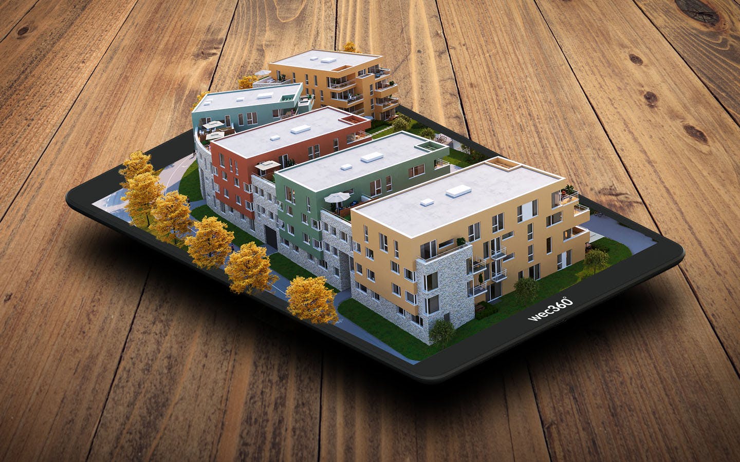 An ipad with a 3D model of a house